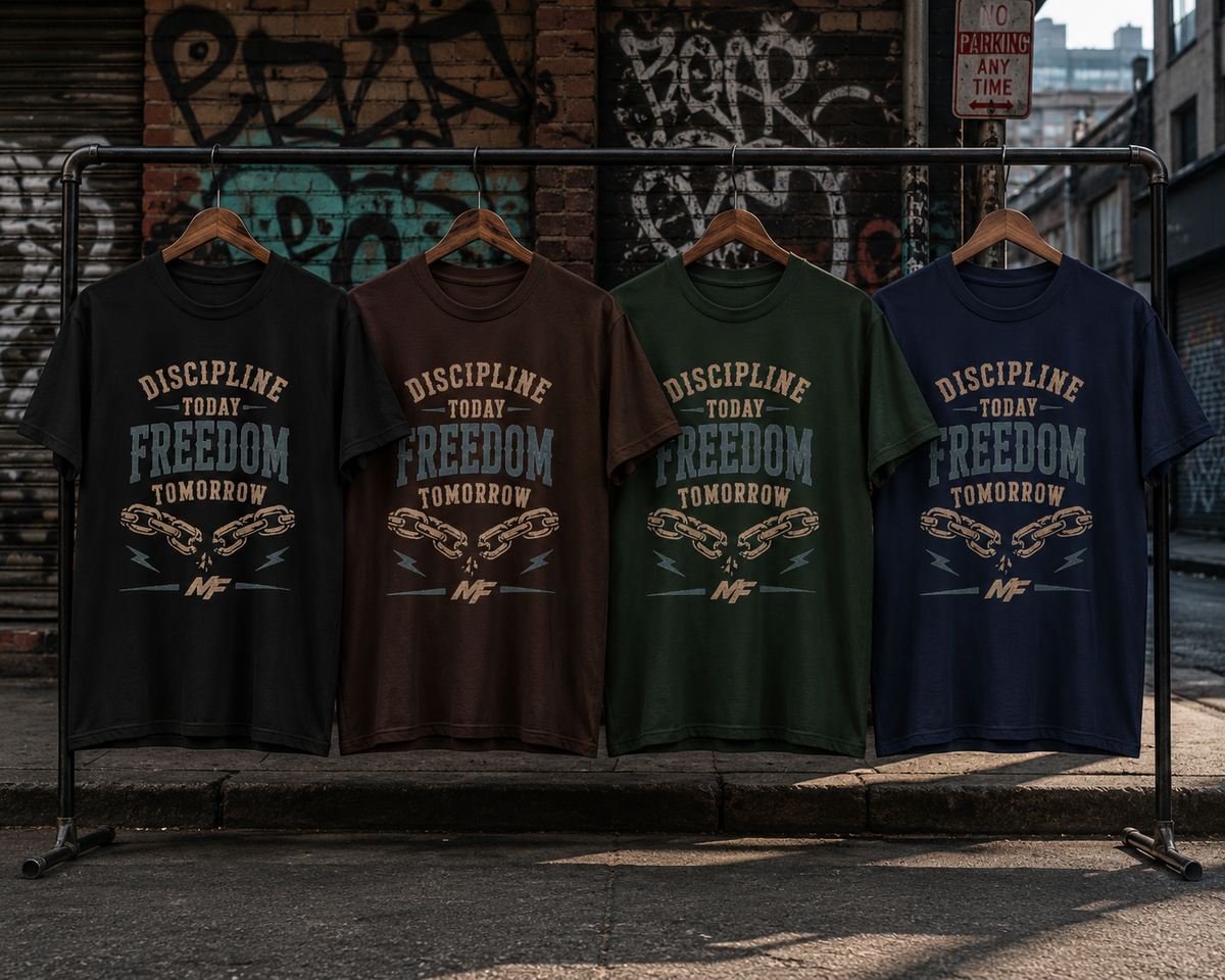 Discipline Today Freedom Tomorrow T-Shirt | Broken Chains Motivational Graphic Tee