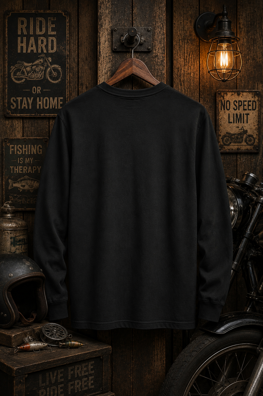 Live to Ride Skull Tee | Vintage Biker Graphic Long Sleeve Shirt