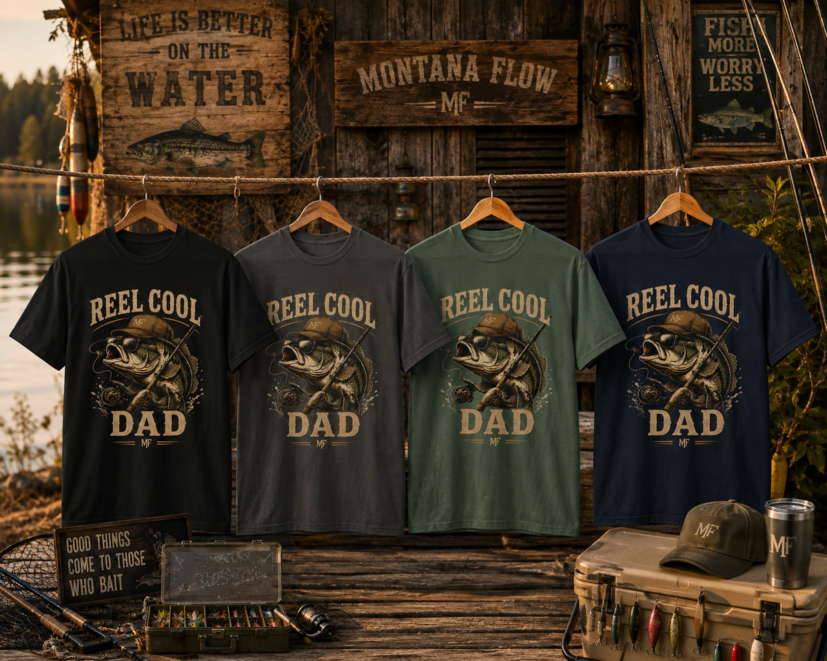 T-shirt à motif pêche « Reel Cool Dad » | t-shirt pour papa pêcheur de bar
