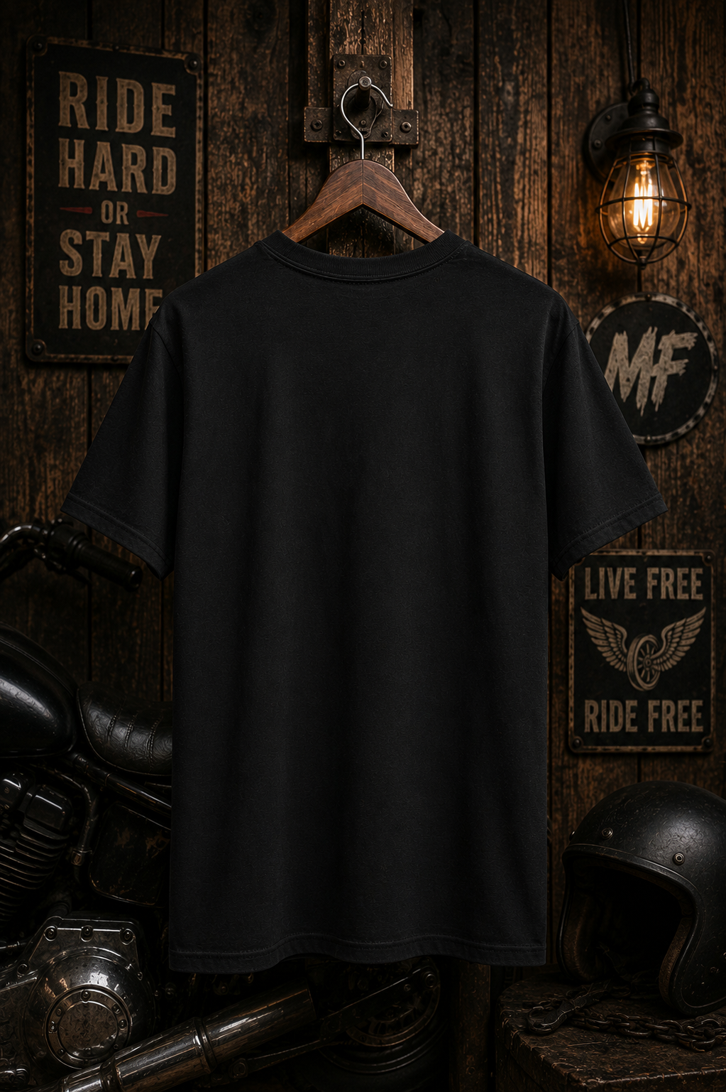 T-shirt de motard Live to Ride | T-shirt graphique avec tête de mort ailée