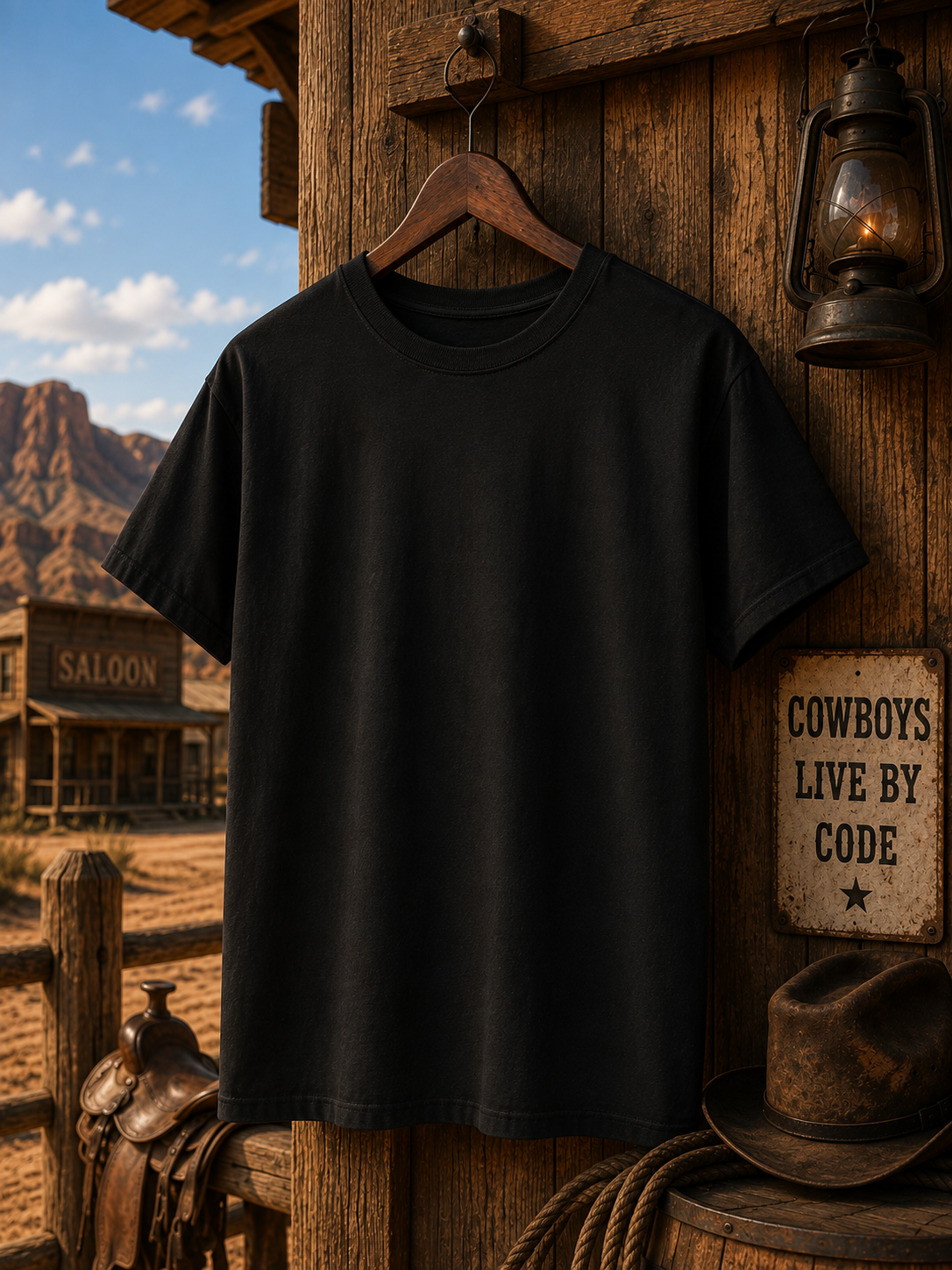 Cowboy Riding Horse T-Shirt | Western Rodeo Cowboy Tee, Lasso Graphic Shirt