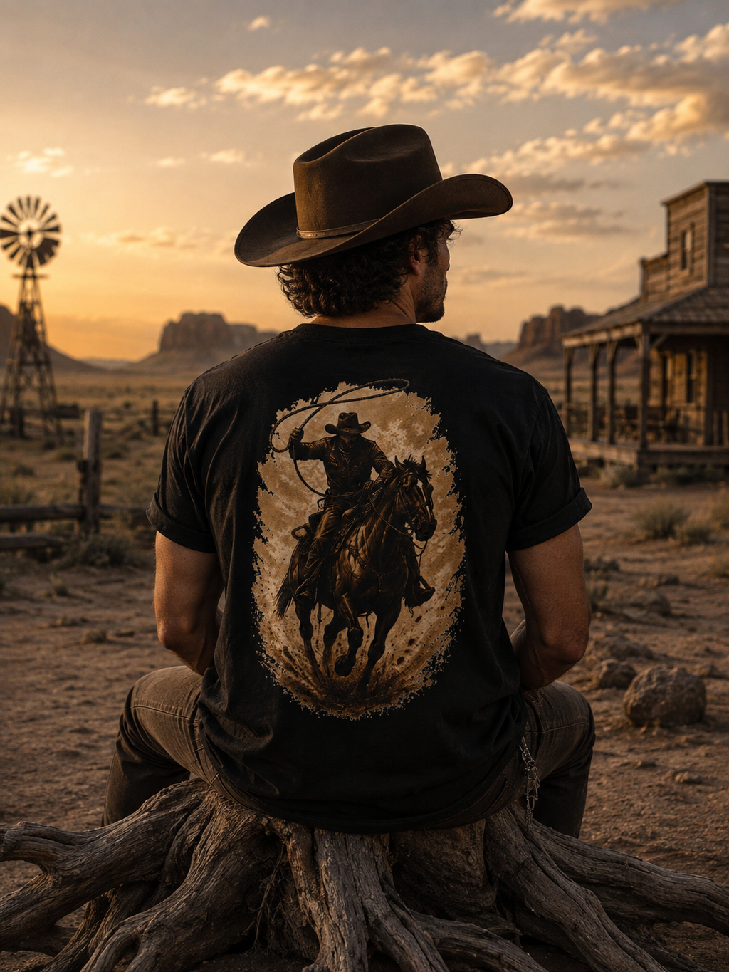 T-shirt de cow-boy à cheval | T-shirt western de rodéo, haut avec motif de lasso