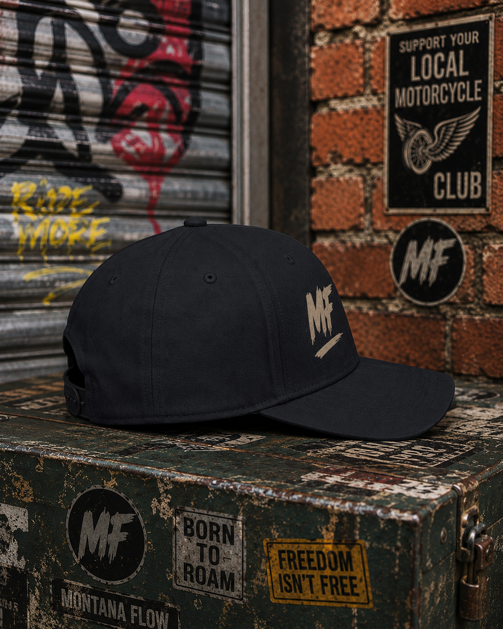 MF Brush Stroke Logo Cap | Minimalist Streetwear Baseball Hat