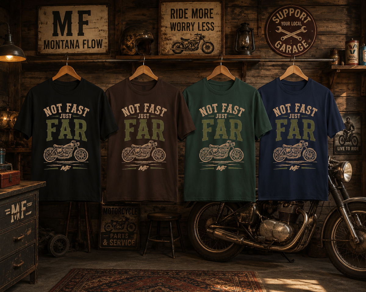 T-shirt moto Not Fast Just Far | Haut avec motif de moto vintage