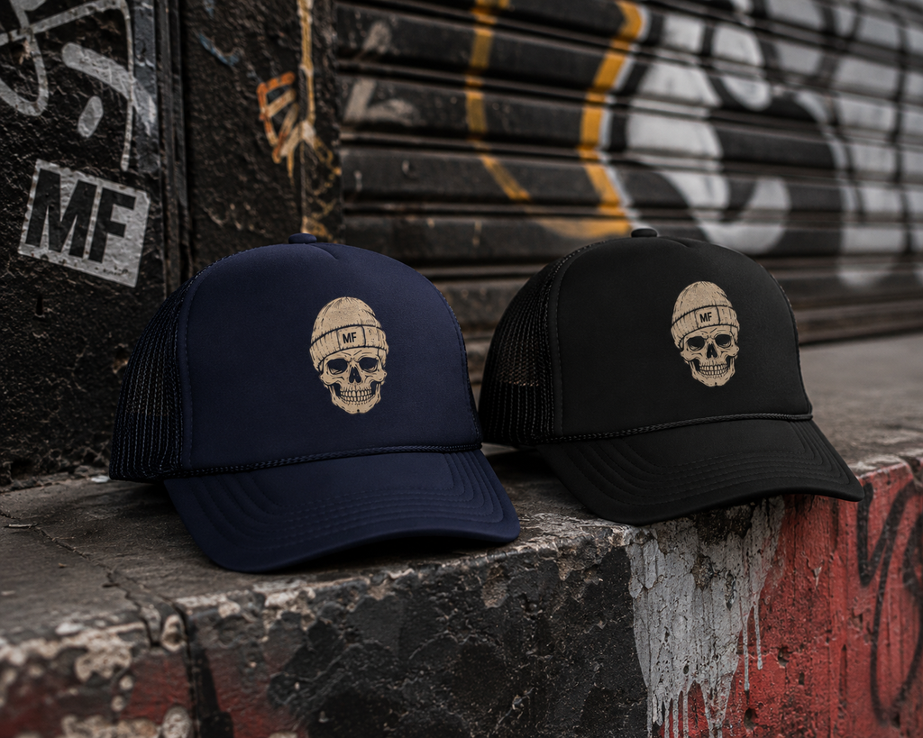 Casquette trucker en mousse avec motif tête de mort | Casquette streetwear vintage