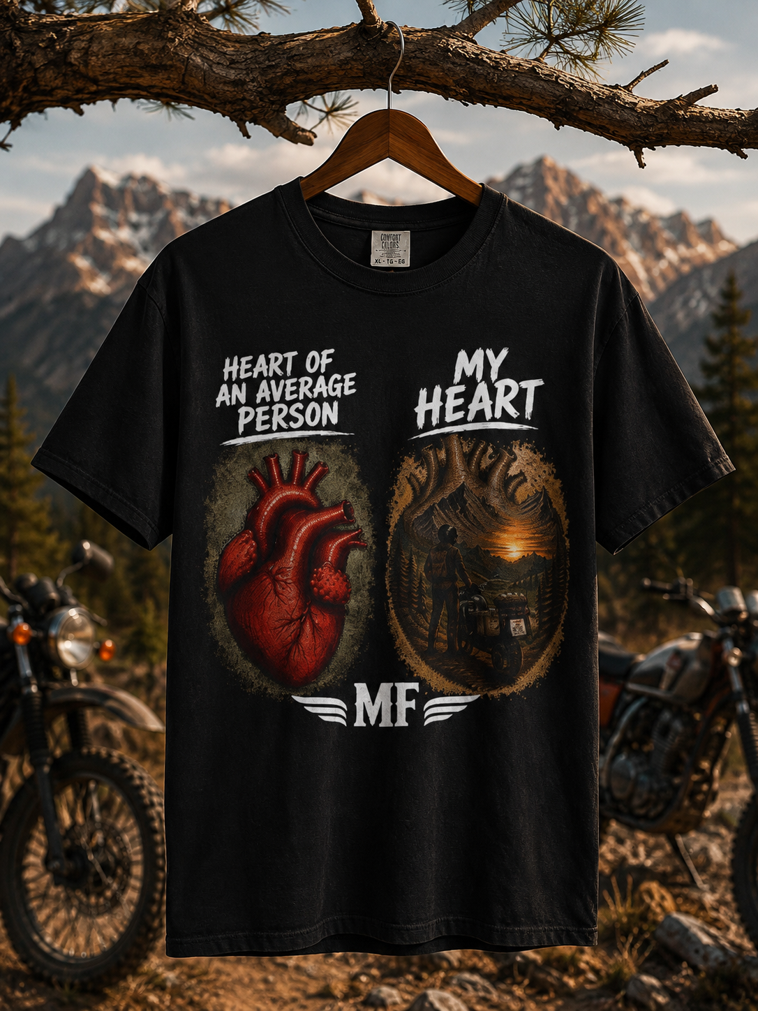 T-shirt Cœur de rider | T-shirt graphique Mon cœur est dans les montagnes