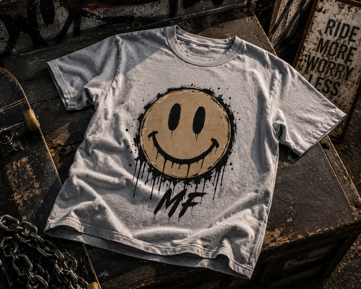 T-shirt Grunge Smiley | T-shirt streetwear effet vieilli