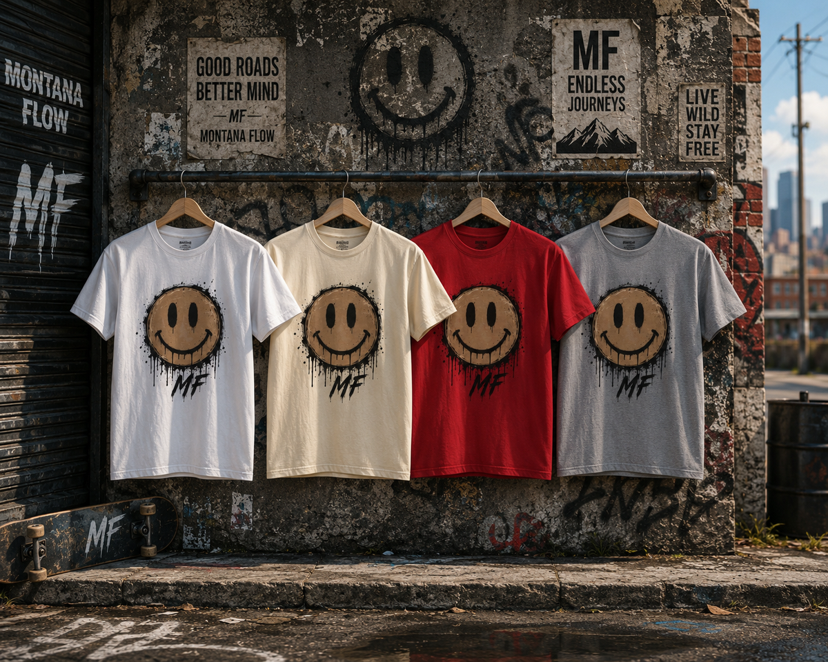 T-shirt Grunge Smiley | T-shirt streetwear effet vieilli