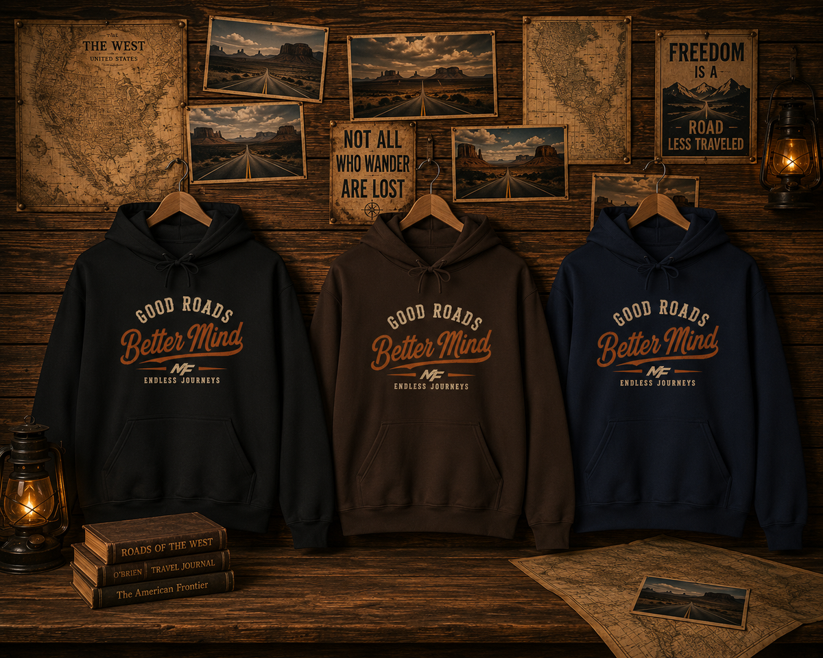 Good Roads Better Mind Hoodie | Vintage Road Trip Sweatshirt