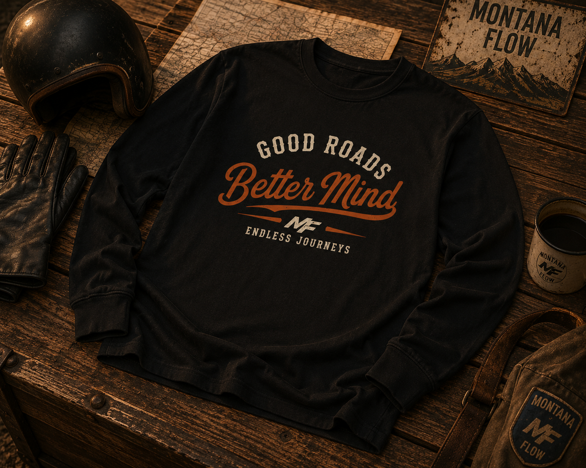 Good Roads Better Mind Long Sleeve Tee | Vintage Road Trip Shirt
