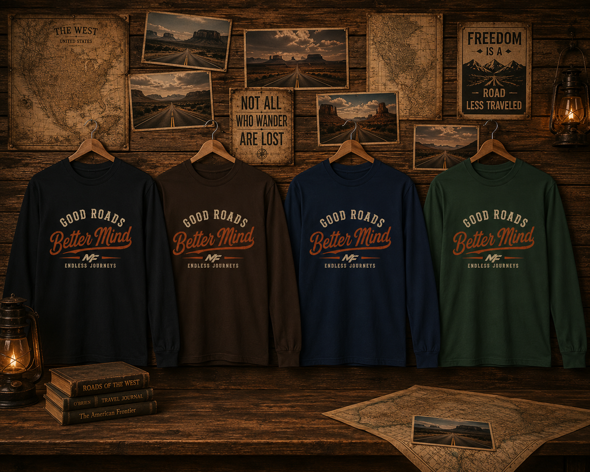 Good Roads Better Mind Long Sleeve Tee | Vintage Road Trip Shirt