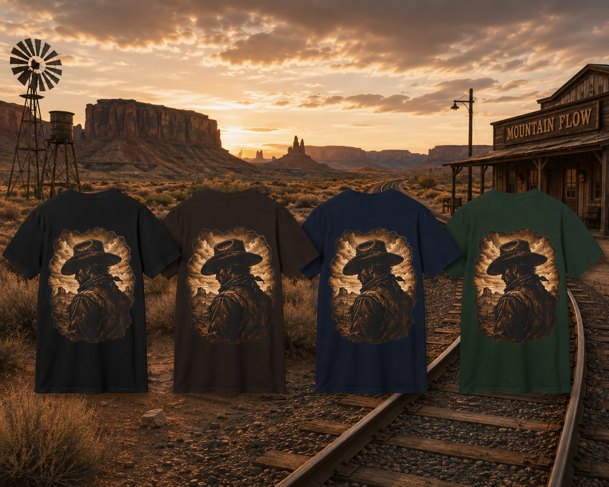 T-shirt portrait de cow-boy vintage | T-shirt graphique désert de l'Ouest