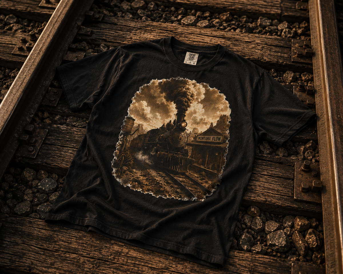 T-shirt vintage train à vapeur | Tee-shirt graphique chemin de fer de l'Ouest