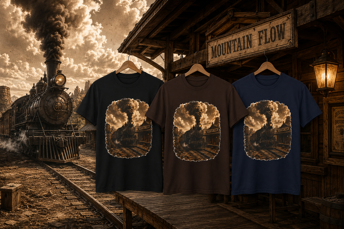 T-shirt vintage train à vapeur | Tee-shirt graphique chemin de fer de l'Ouest
