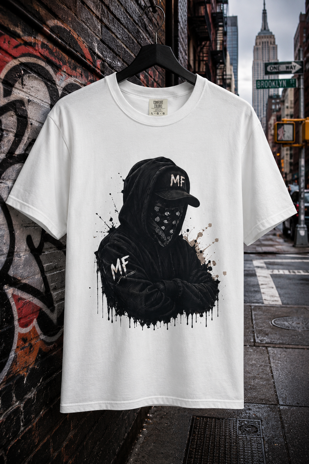 T-shirt graphique à capuche masqué | Haut streetwear urbain