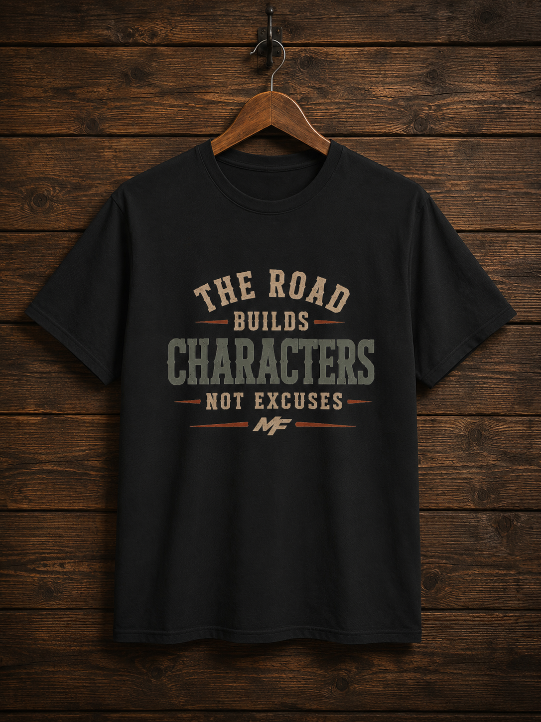 T-shirt « The Road Builds Character » | T-shirt graphique vintage de motivation