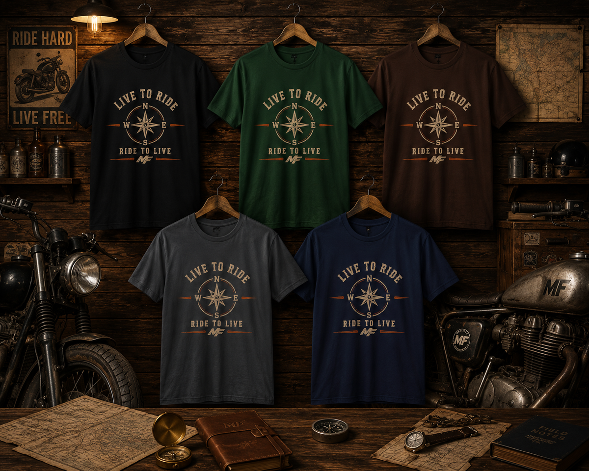 T-shirt graphique Live to Ride Compass | T-shirt de moto Ride to Live