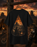 T-shirt Feu de camp du désert de l'Ouest | T-shirt graphique coucher de soleil cow-boy