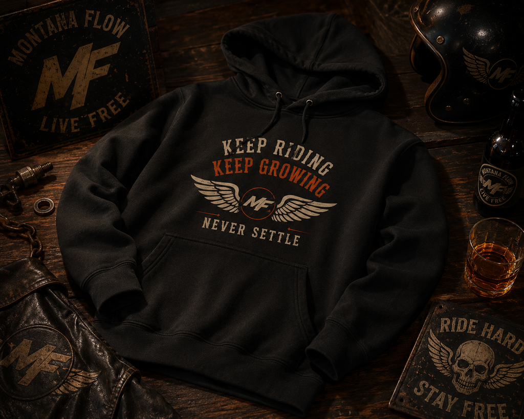Keep Riding Keep Growing Hoodie | Biker Quote Graphic Hoodie