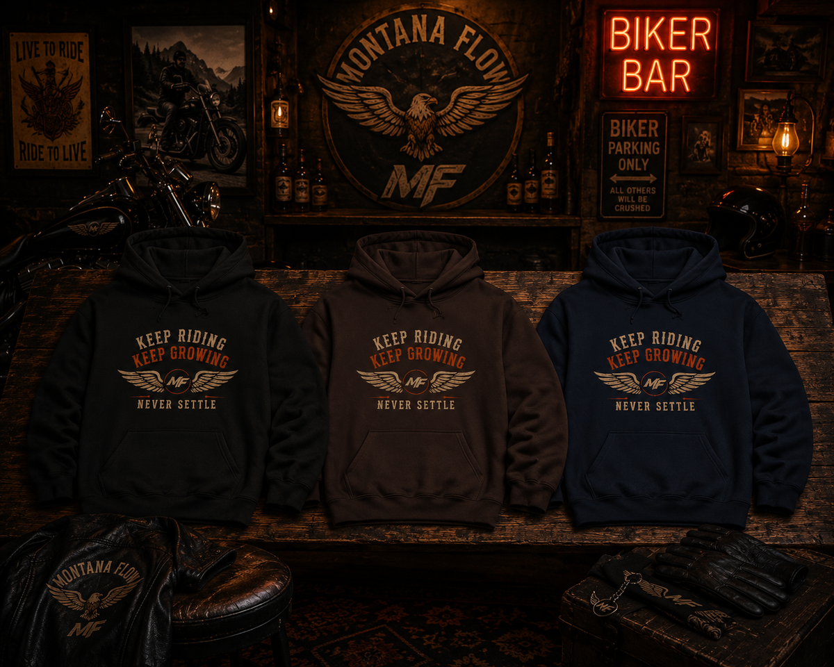 Keep Riding Keep Growing Hoodie | Biker Quote Graphic Hoodie