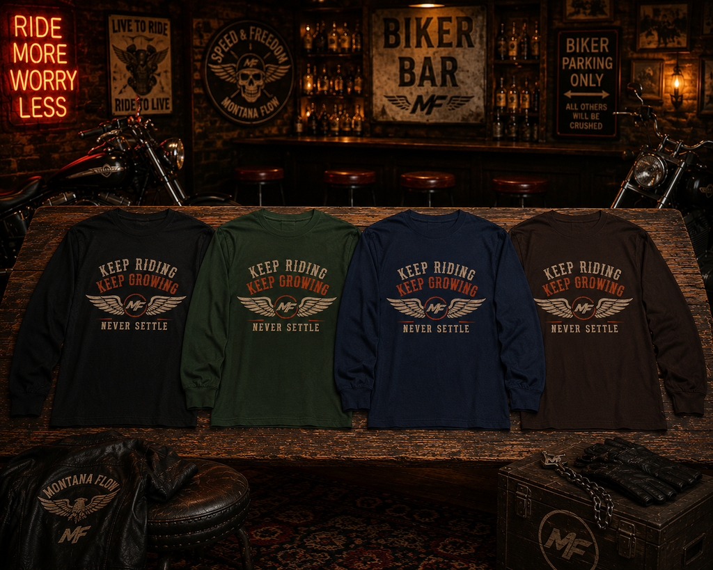 Keep Riding Keep Growing Long Sleeve Shirt | Biker Quote Graphic Tee