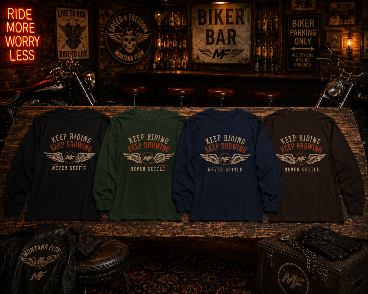 Keep Riding Keep Growing Long Sleeve Shirt | Biker Quote Graphic Tee