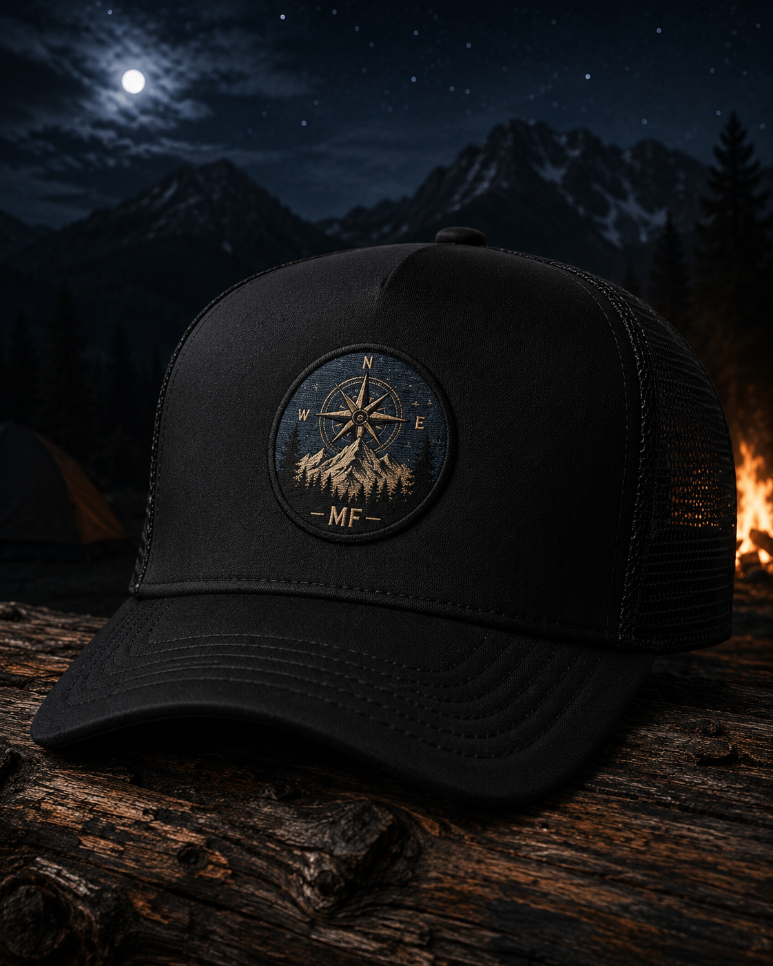Compass Mountain Trucker Hat | Vintage Outdoor Graphic Cap