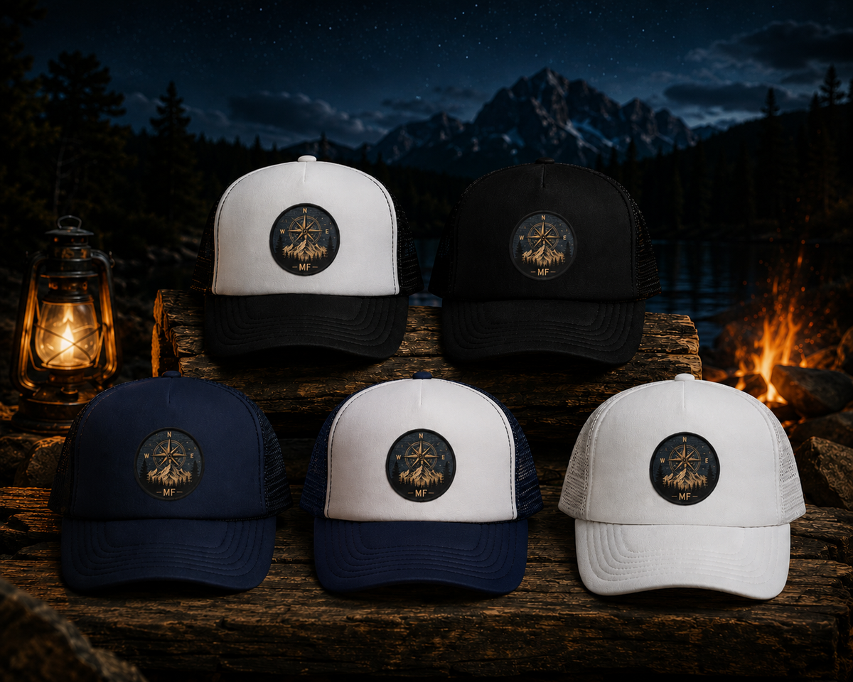 Casquette de camionneur Compass Mountain | Casquette graphique vintage style outdoor
