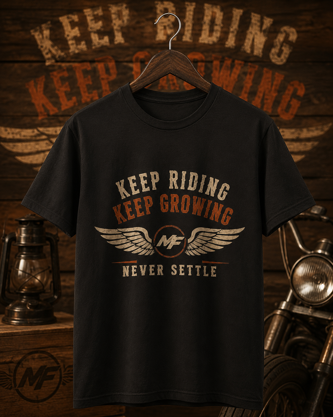 Keep Riding Keep Growing Shirt | Never Settle Vintage Tee | Winged Emblem Graphic Shirt