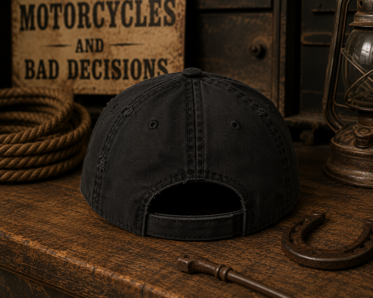 Distressed Baseball Cap, Embroidered Skull Hat, Vintage Biker Cap, Gold Skull Design, Motorcycle Dad Hat, Gothic Style Gift