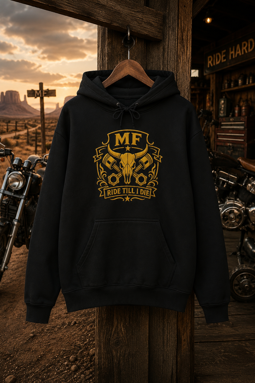 Sweat à capuche Ride Till I Die | Sweat à capuche graphique tête de mort moto | Pull biker western