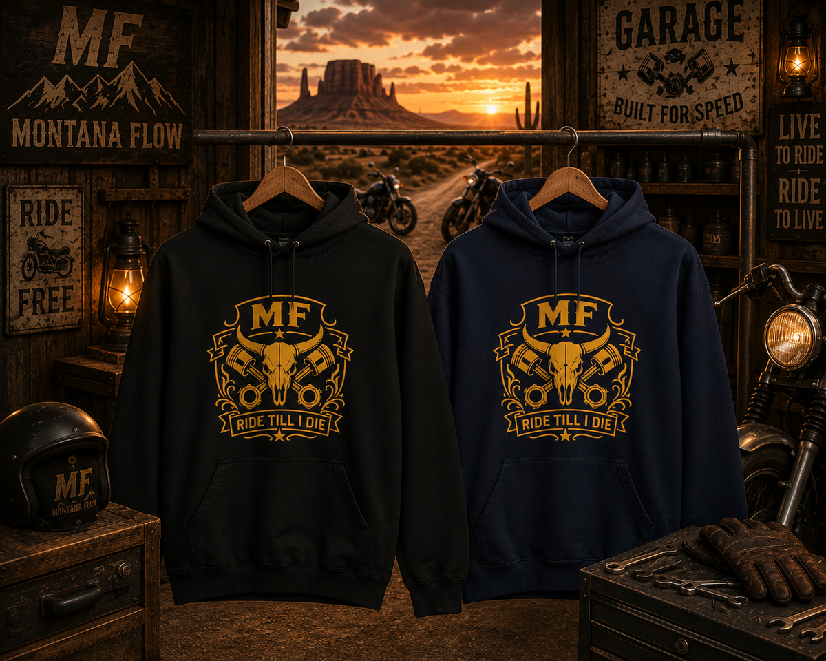 Ride Till I Die Hoodie | Skull Motorcycle Graphic Hoodie | Western Biker Pullover