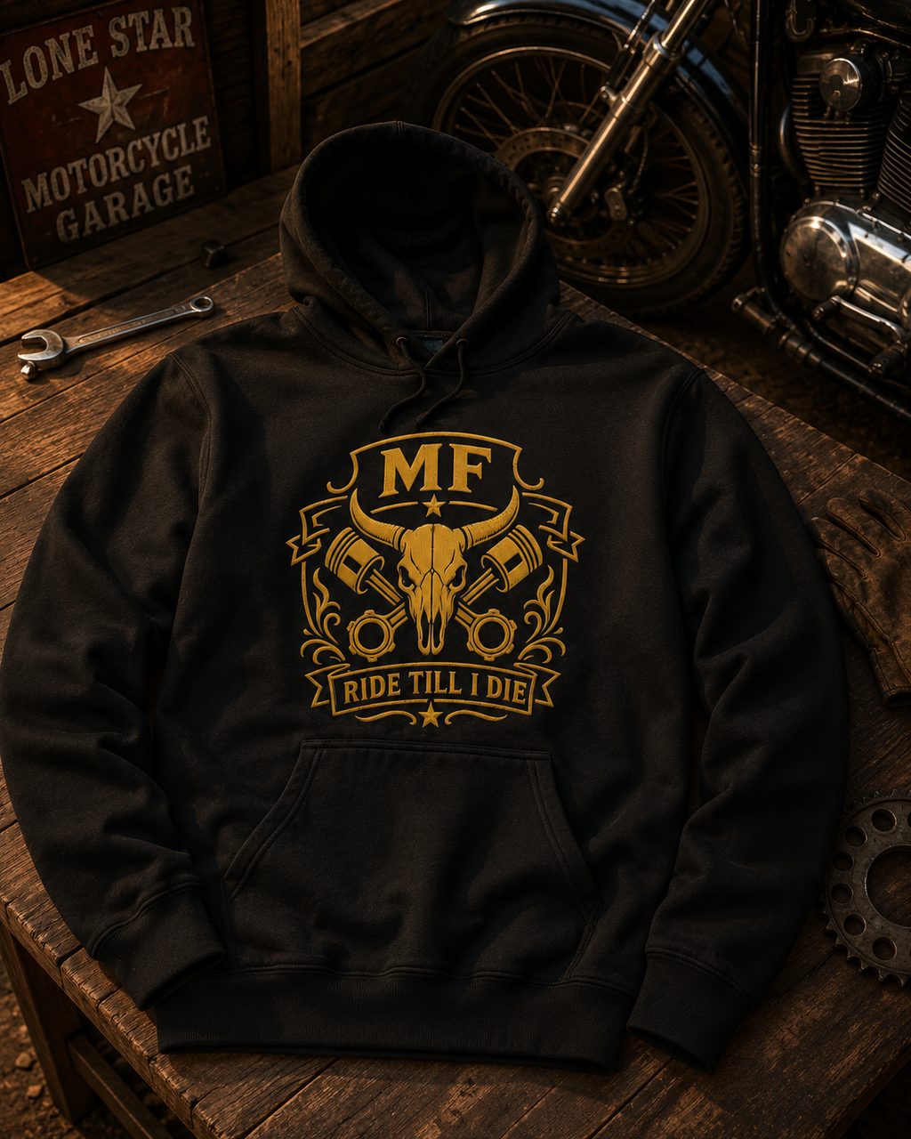 Sweat à capuche Ride Till I Die | Sweat à capuche graphique tête de mort moto | Pull biker western