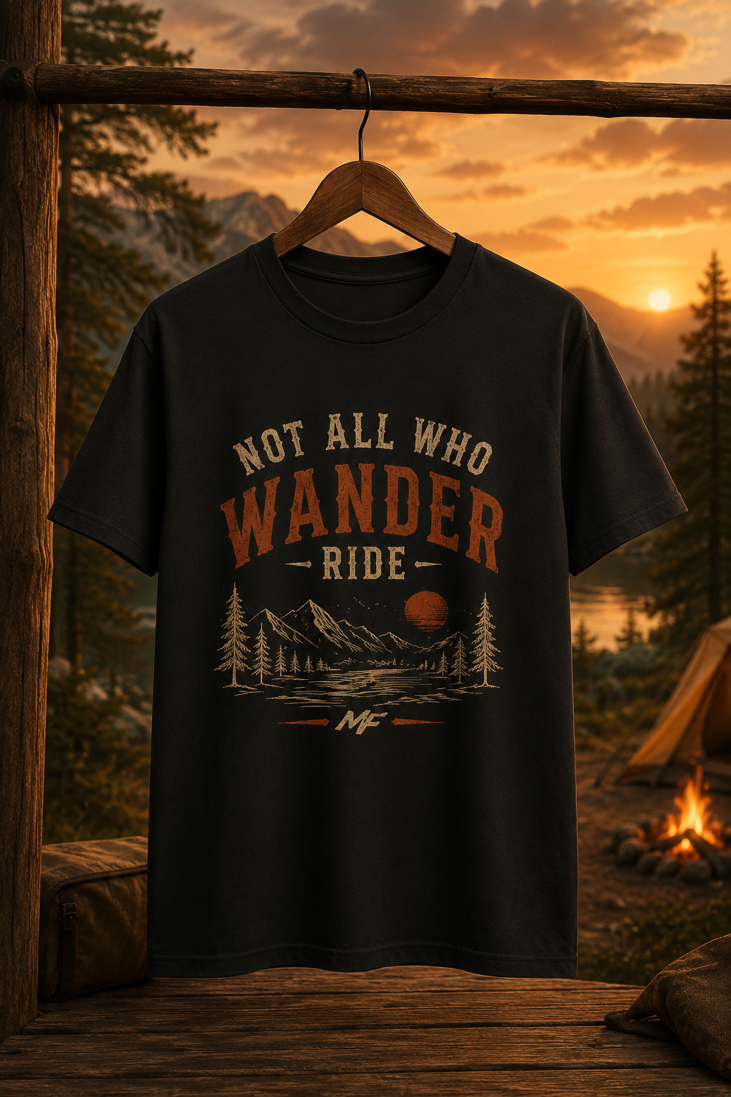 T-shirt « Not All Who Wander Ride » | T-shirt graphique vintage d'aventure