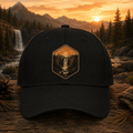 Mountain Waterfall Patch Hat | Scenic Outdoor Adventure Cap, Nature Gift