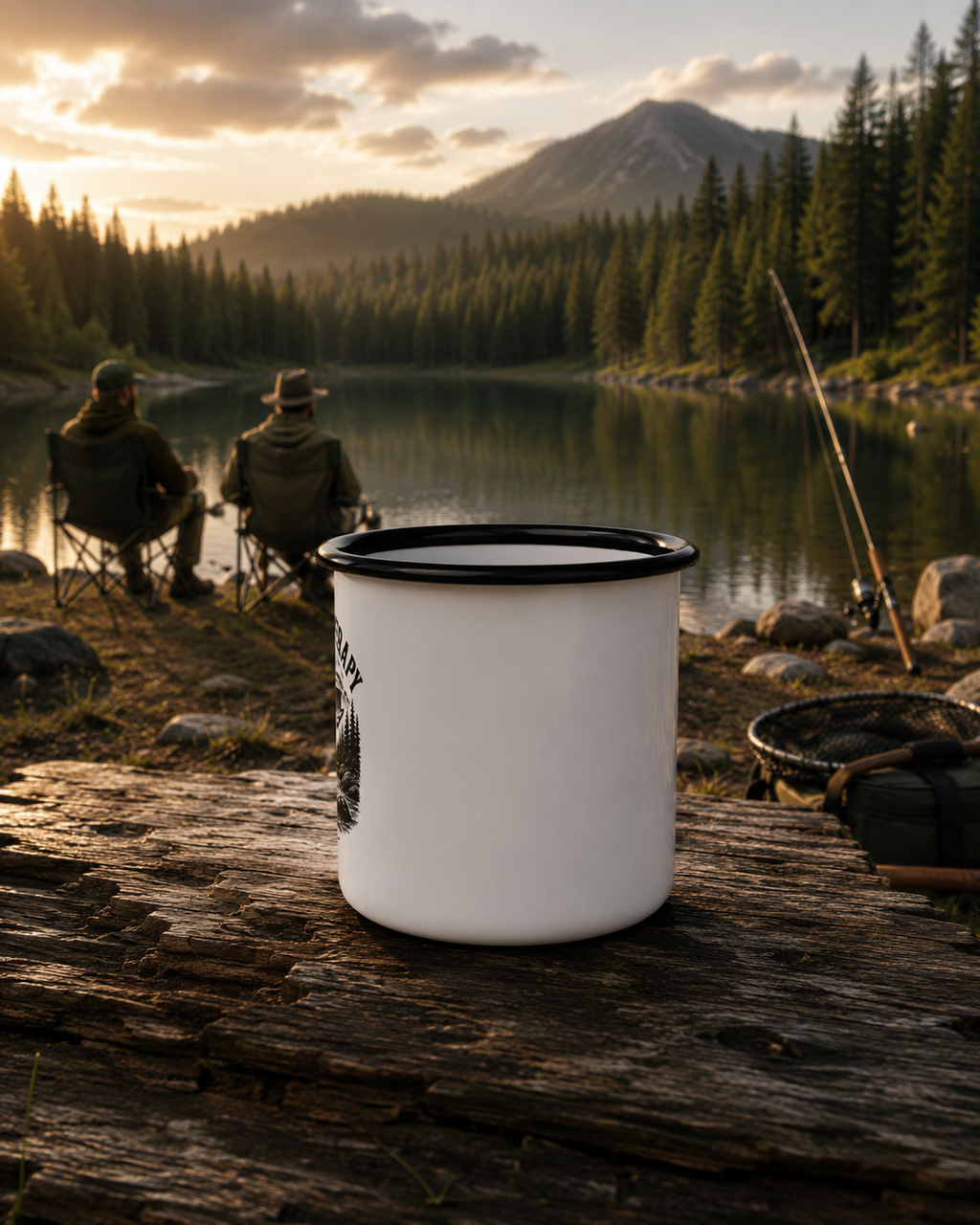 River Therapy Enamel Camp Mug | Trout Fishing Camping Cup