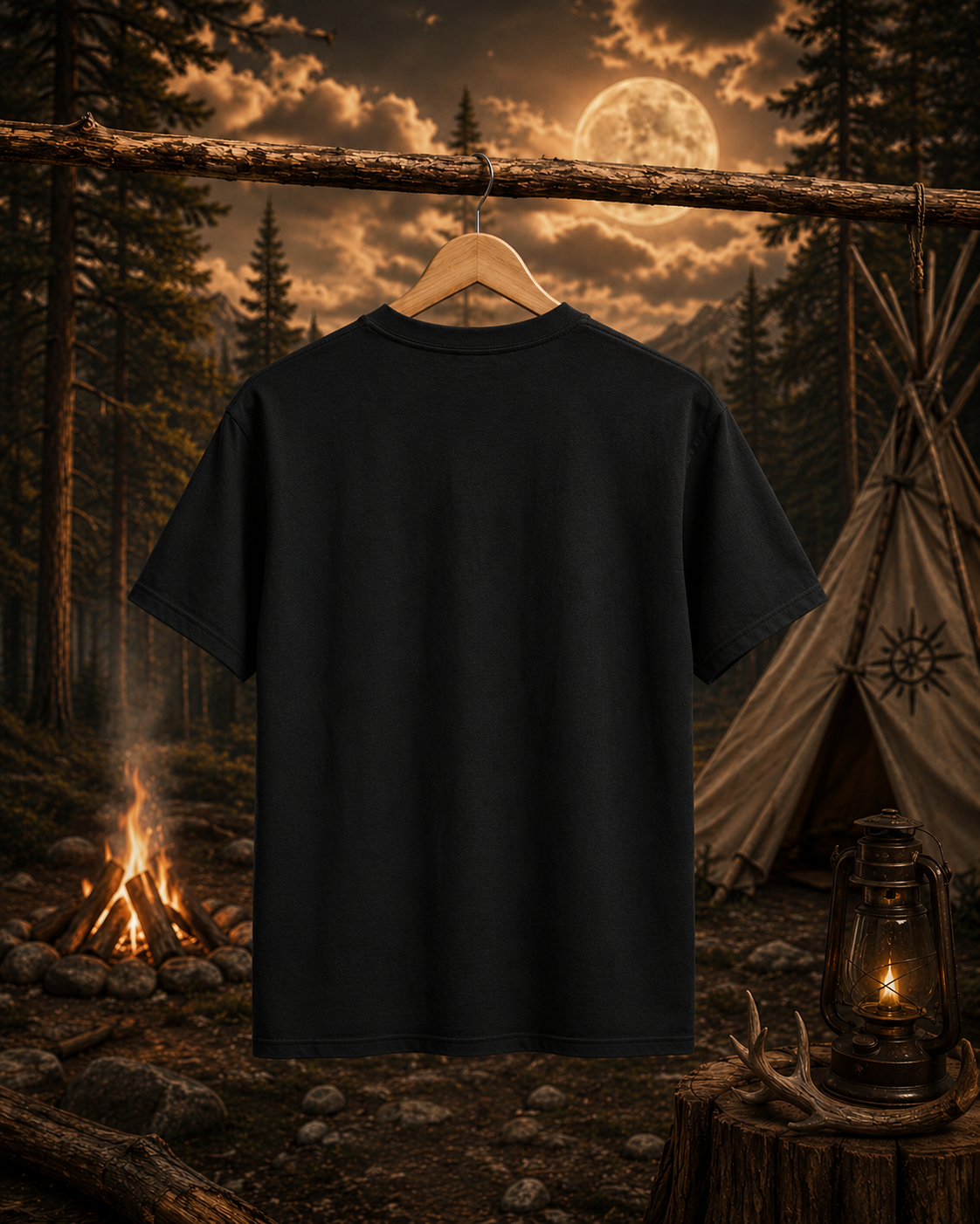 T-shirt Chaman de la forêt | Haut graphique Esprit amérindien Crâne de cerf lunaire