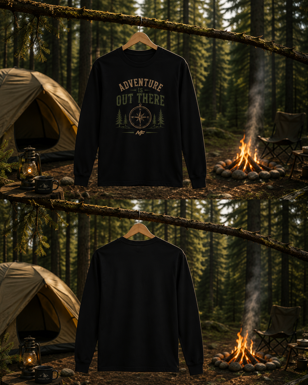 Adventure Is Out There Long Sleeve Shirt, Compass Hiking Tee, Camping Nature Gift
