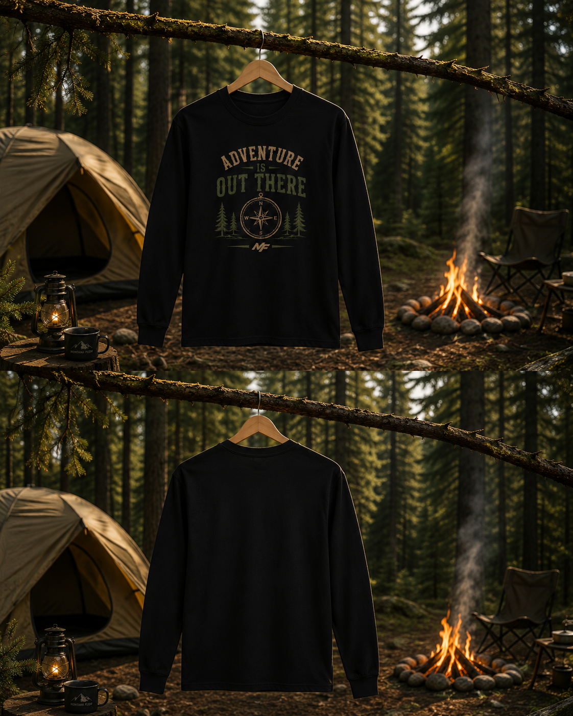 Adventure Is Out There Long Sleeve Shirt, Compass Hiking Tee, Camping Nature Gift