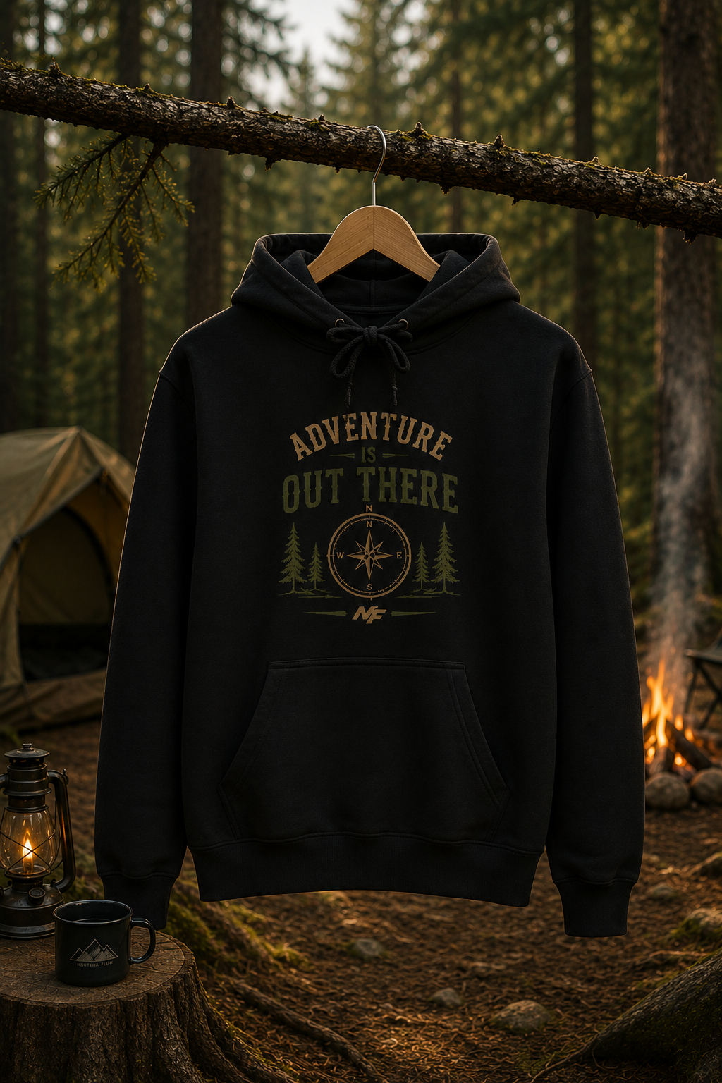 Adventure Is Out There Hoodie | Compass Forest Camping Hiking Sweatshirt