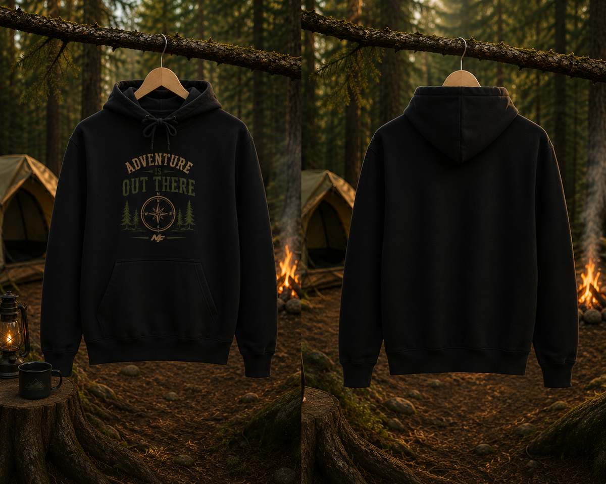 Adventure Is Out There Hoodie | Compass Forest Camping Hiking Sweatshirt