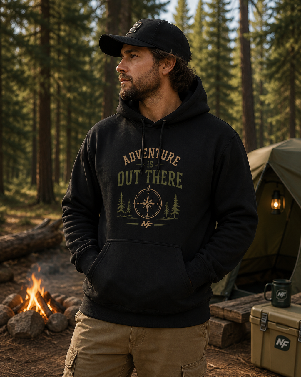 Adventure Is Out There Hoodie | Compass Forest Camping Hiking Sweatshirt