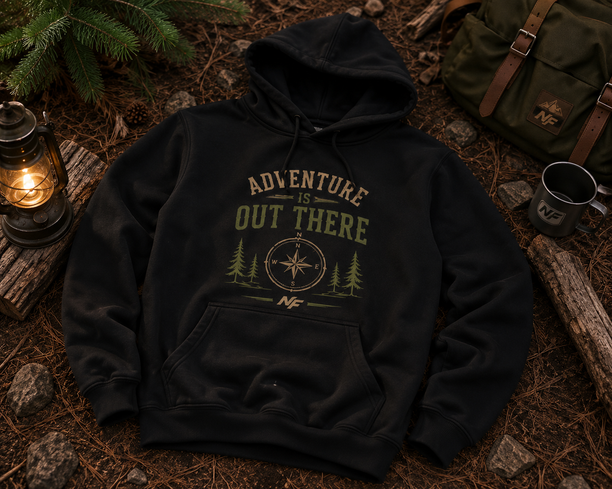 Adventure Is Out There Hoodie | Compass Forest Camping Hiking Sweatshirt