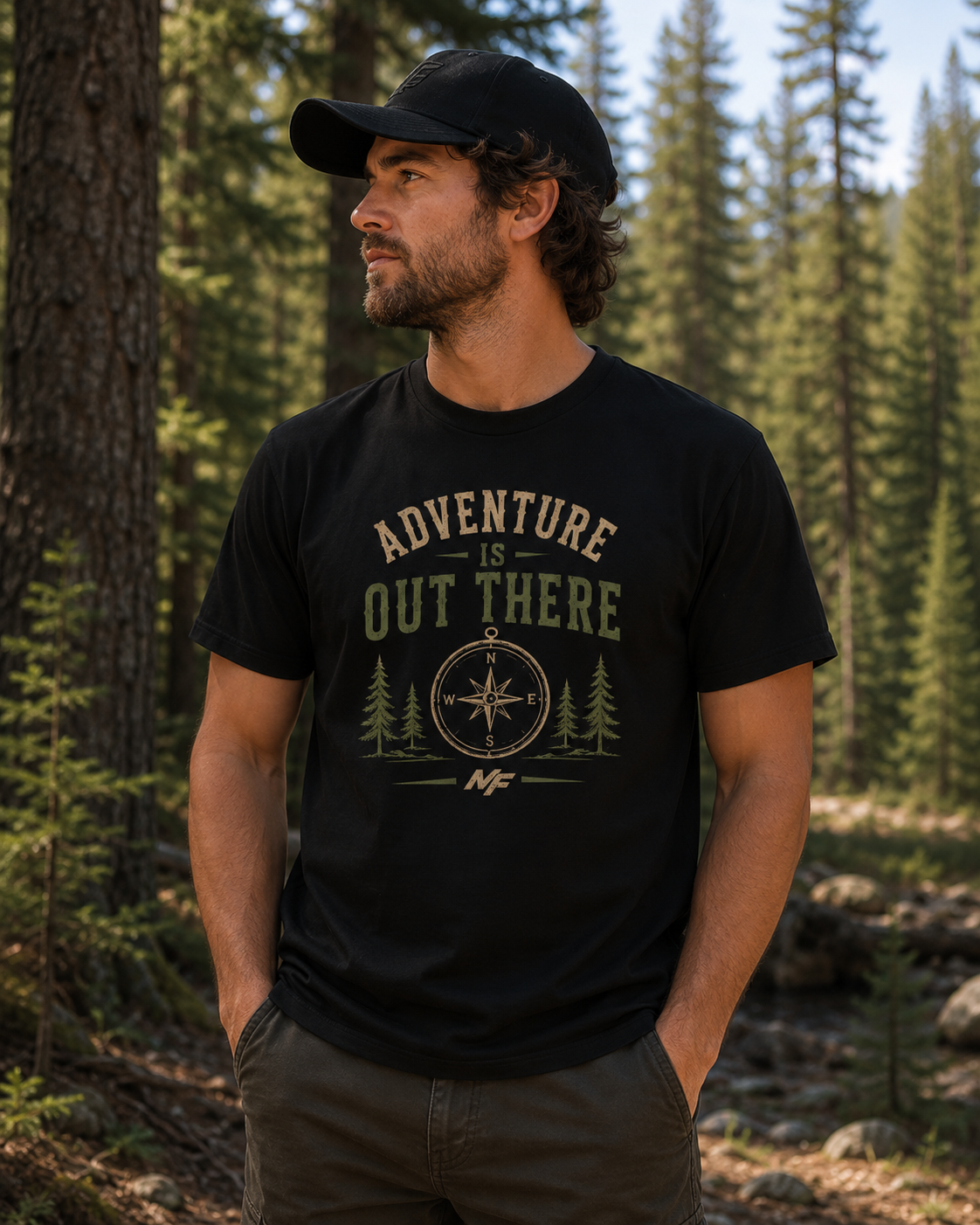 Adventure Is Out There Shirt | Compass Camping Tee, Hiking Nature Graphic T-Shirt