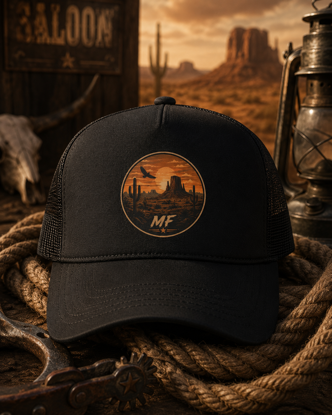 Monument Valley Desert Trucker Hat | Western Sunset Mesh Cap