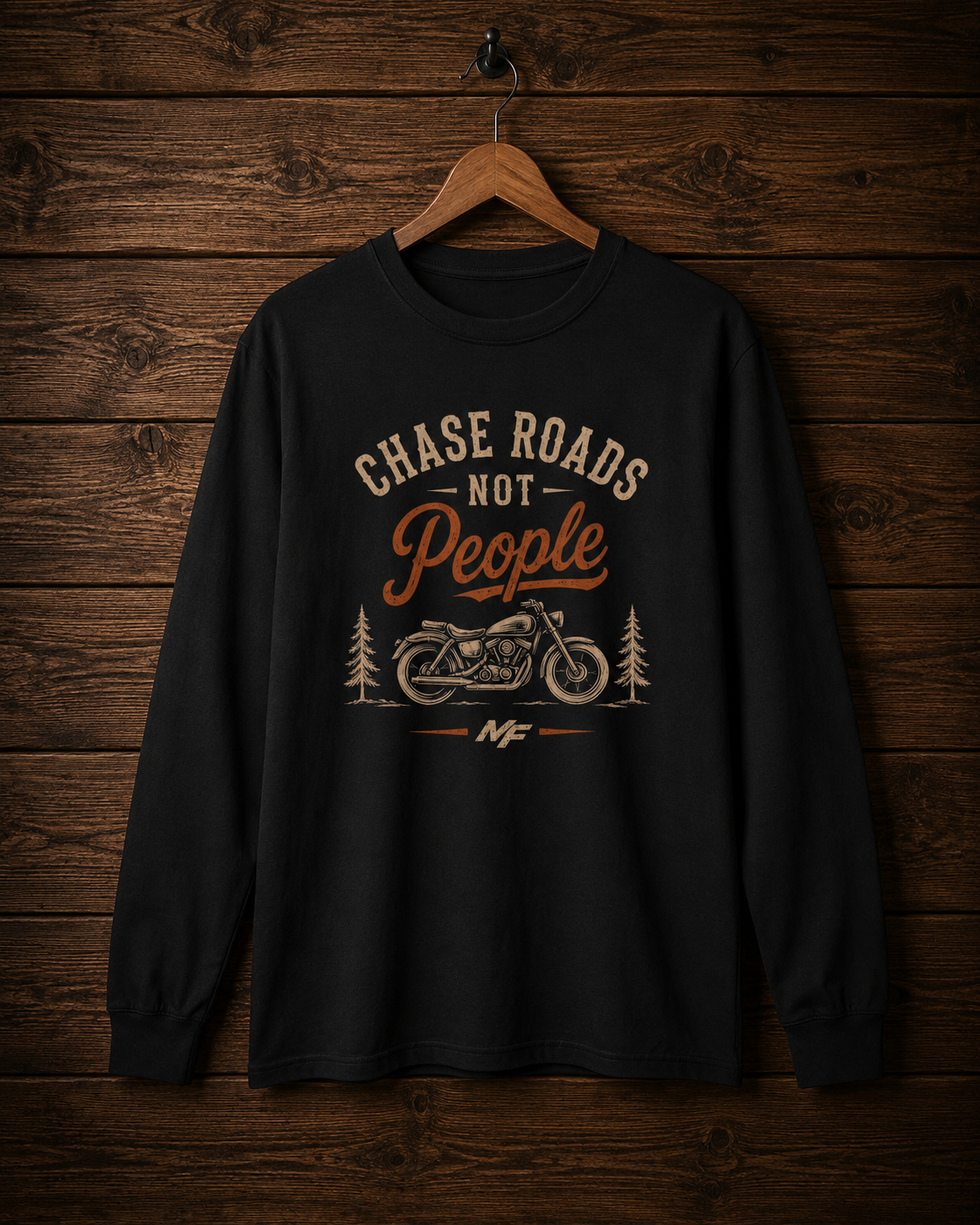 Chase Roads Not People Long Sleeve Shirt | Vintage Motorcycle Graphic Tee