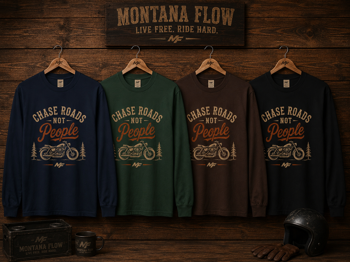 Chase Roads Not People Long Sleeve Shirt | Vintage Motorcycle Graphic Tee