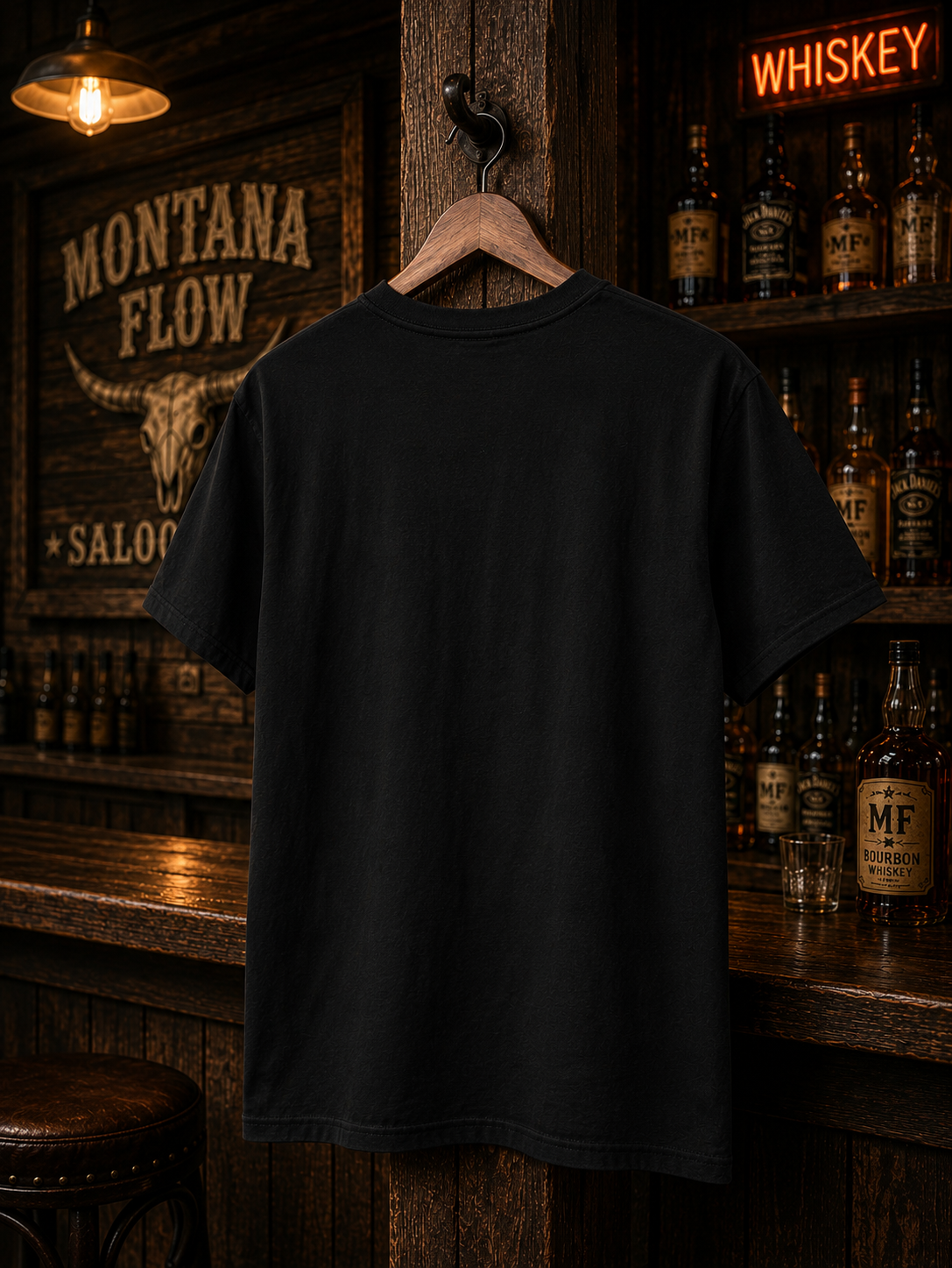 T-shirt vintage fille biker | T-shirt graphique Montana Flow saloon.
