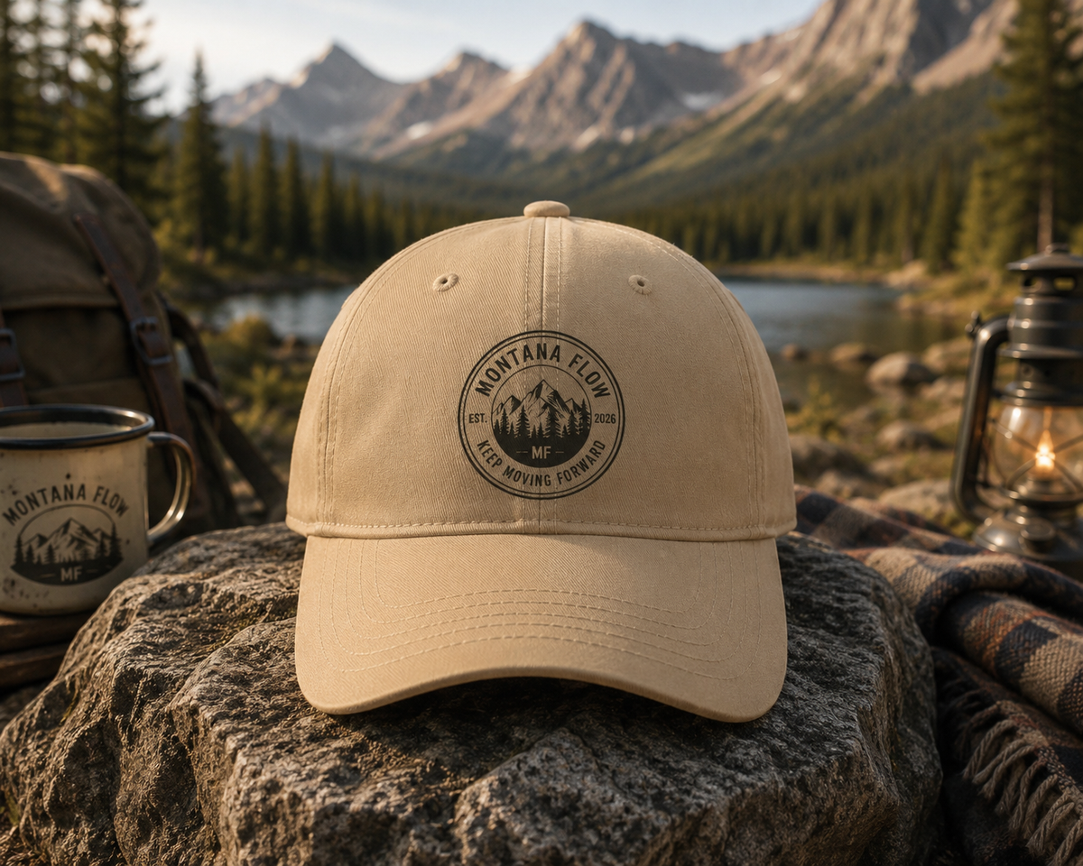 Montana Flow Mountain Badge Low Profile Cap | Outdoor Dad Hat