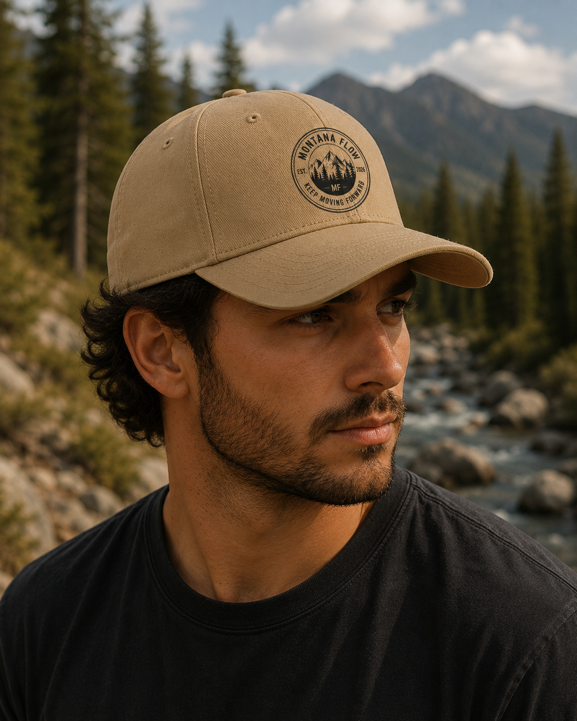 Montana Flow Mountain Badge Low Profile Cap | Outdoor Dad Hat